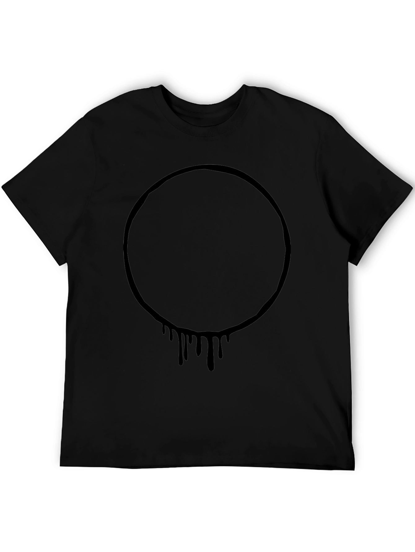 Mens Black Graphic Tee - Circle Drip Design