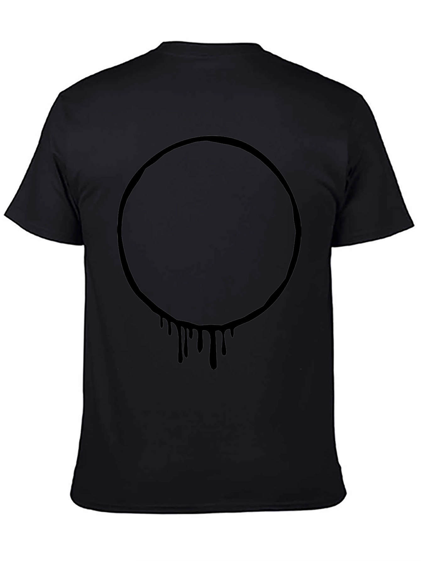 Mens Black Graphic Tee - Circle Drip Design