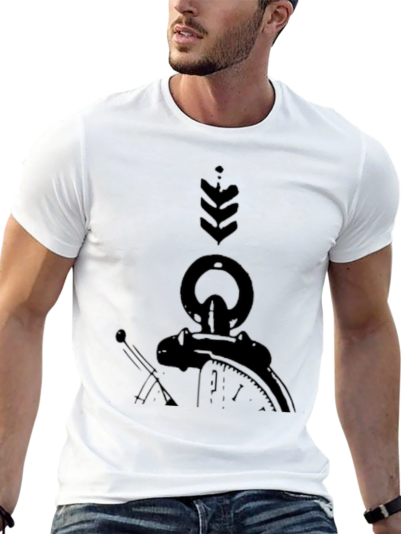 Mens Black Graphic Tee - Pocket Watch