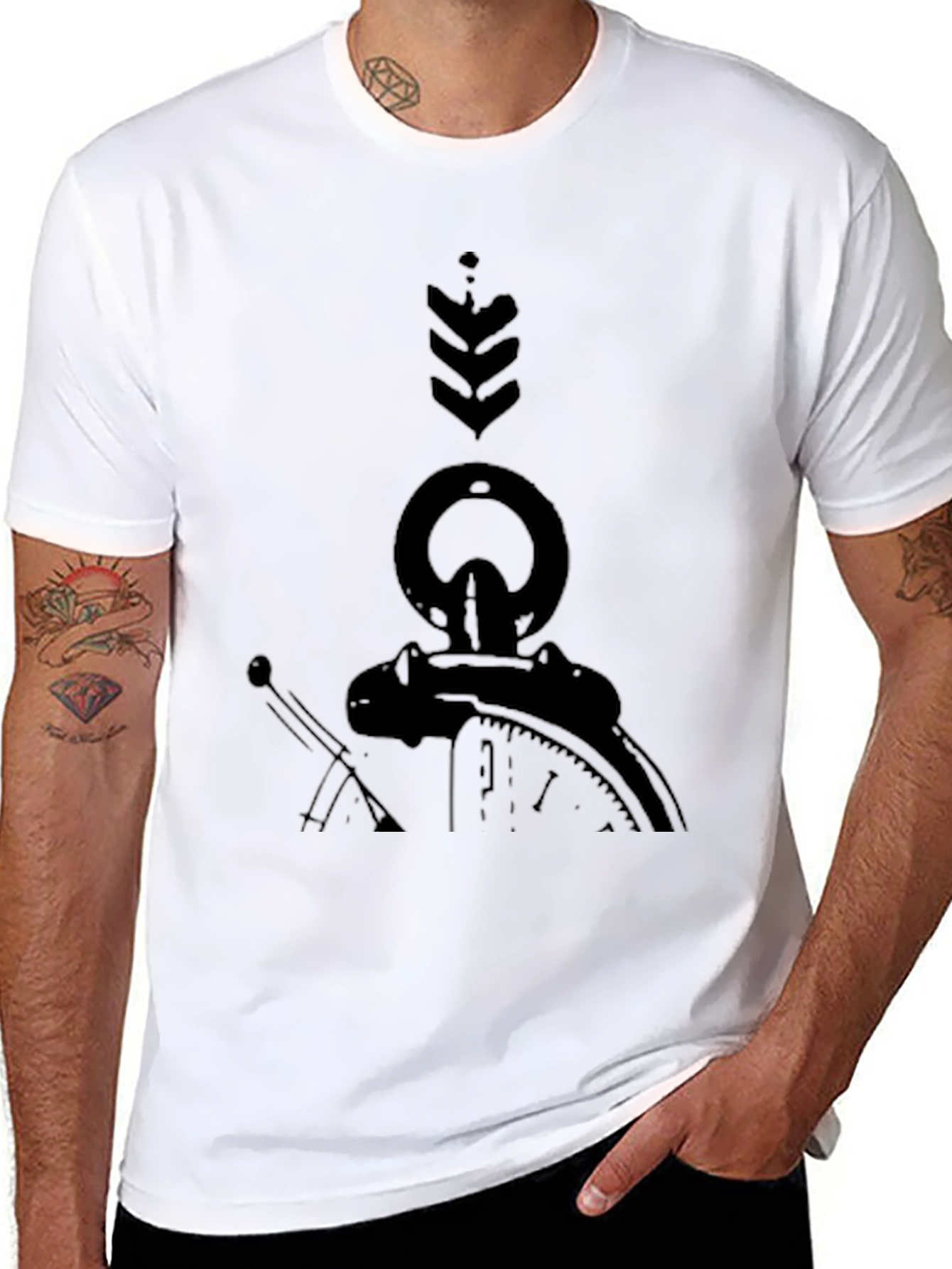 Mens Black Graphic Tee - Pocket Watch