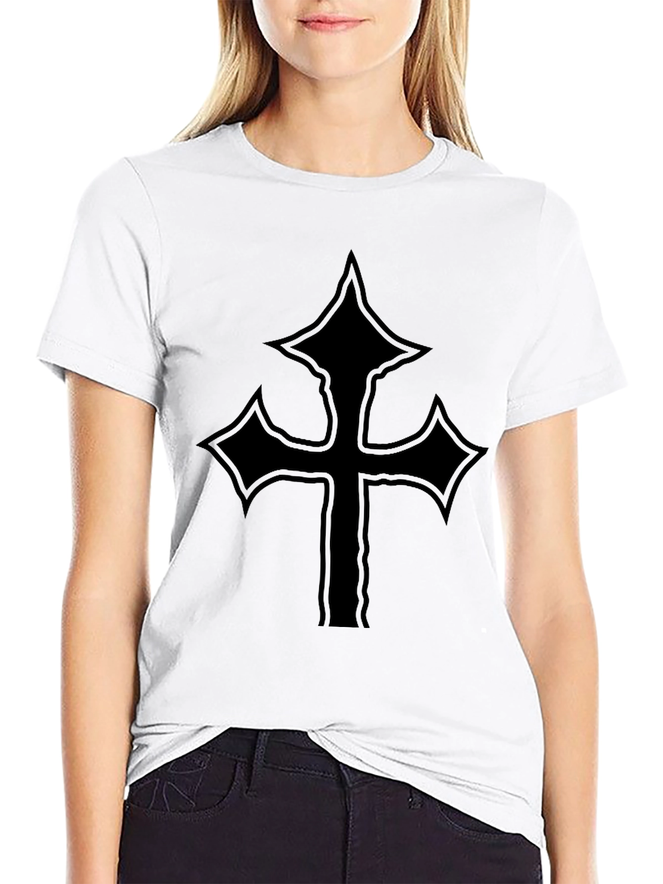 Black T-Shirt with Cross Graphic
