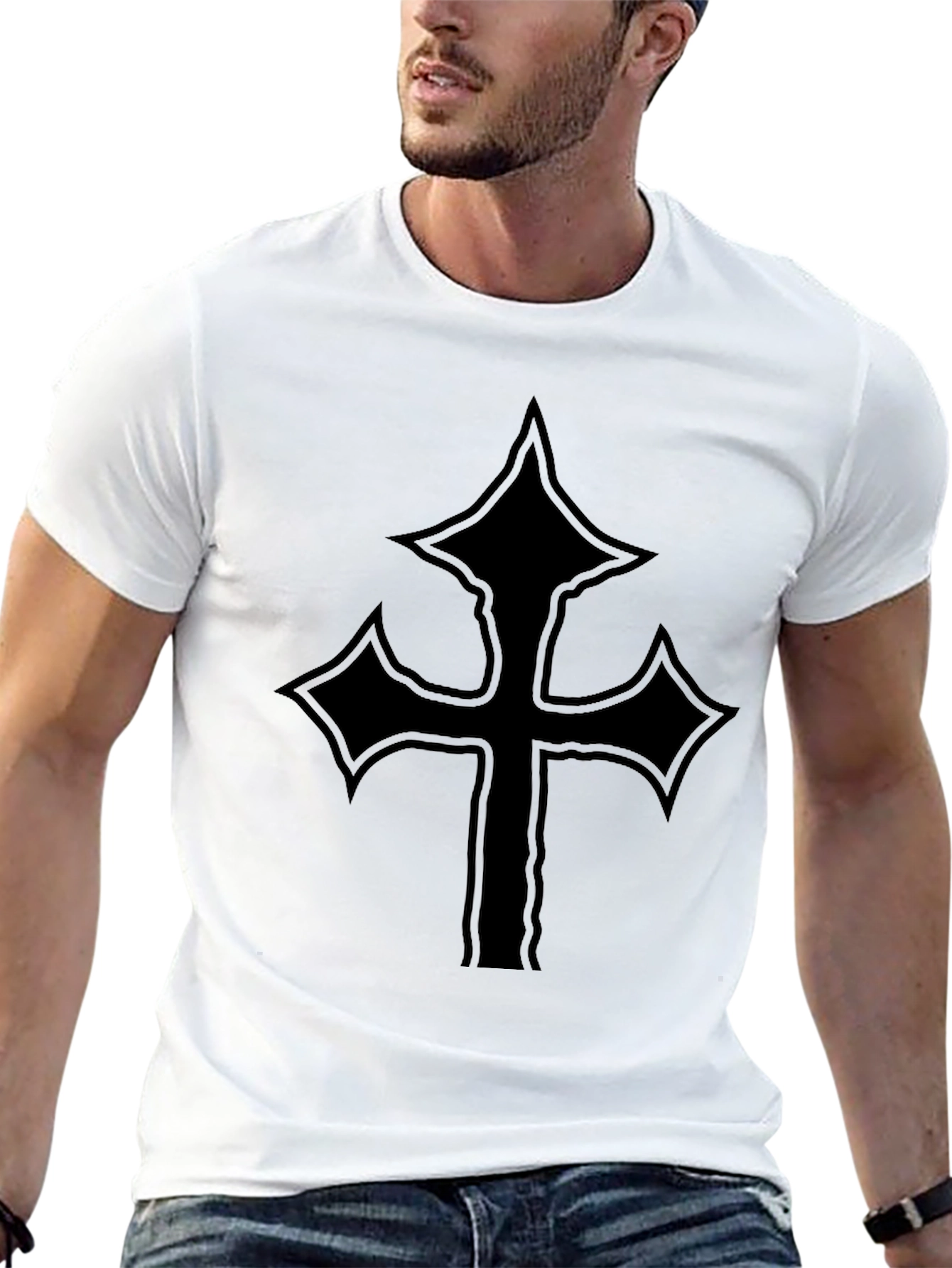 Black T-Shirt with Cross Graphic