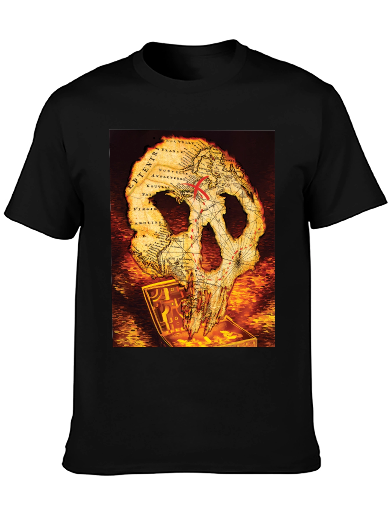 Skull Map Graphic Tee - Pirate Treasure T-Shirt