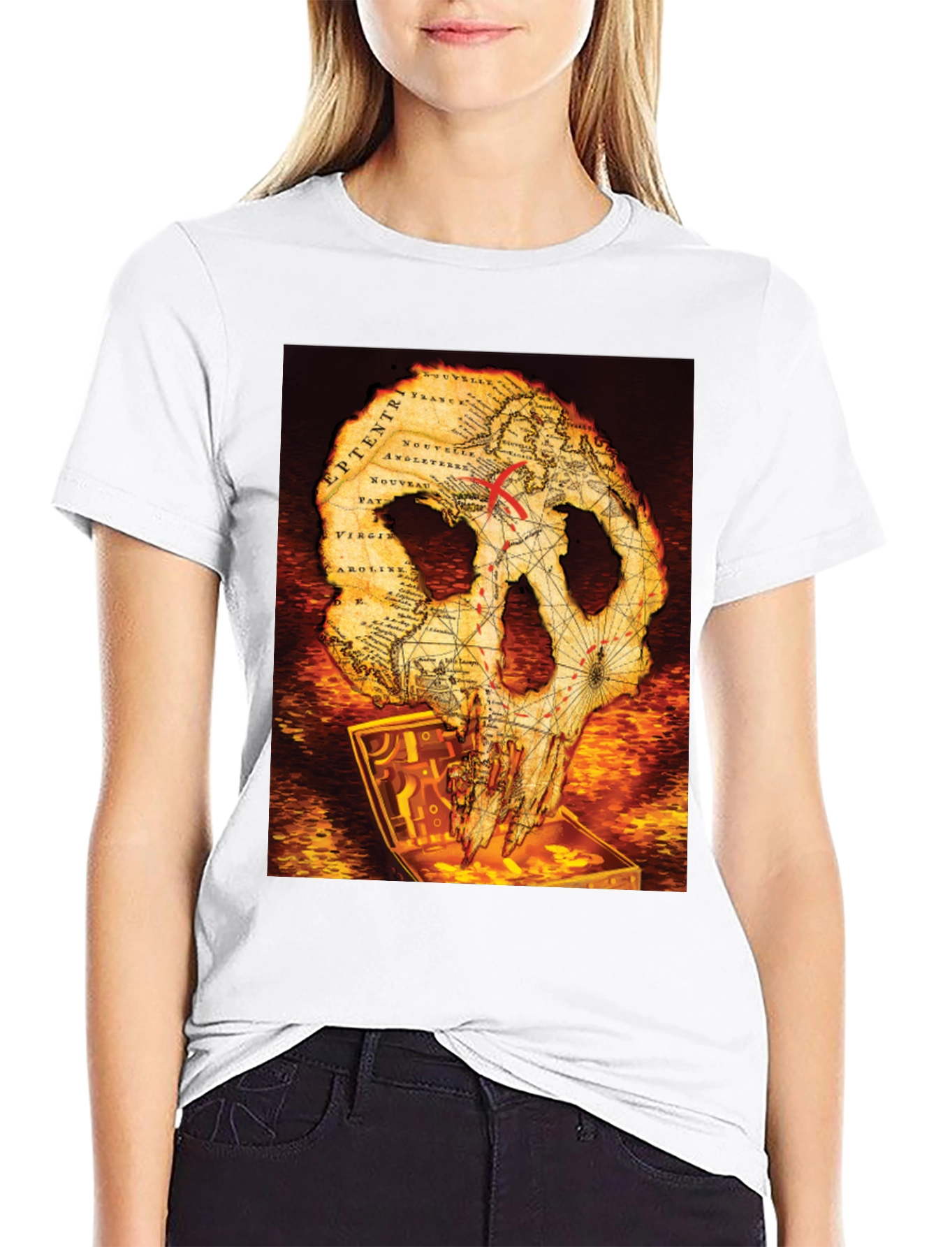 Skull Map Graphic Tee - Pirate Treasure T-Shirt