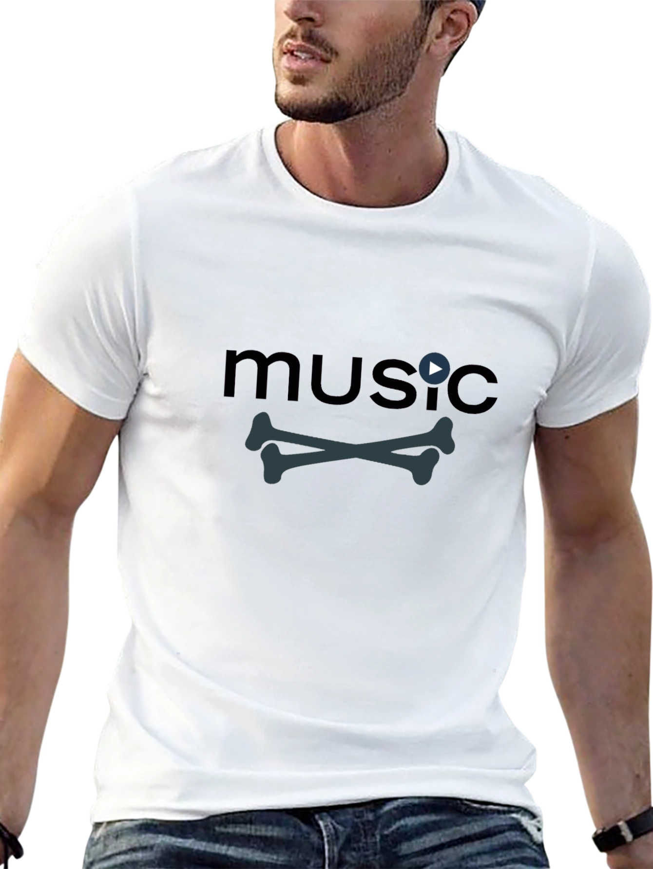 Music Bones Tee - Black Graphic T-Shirt