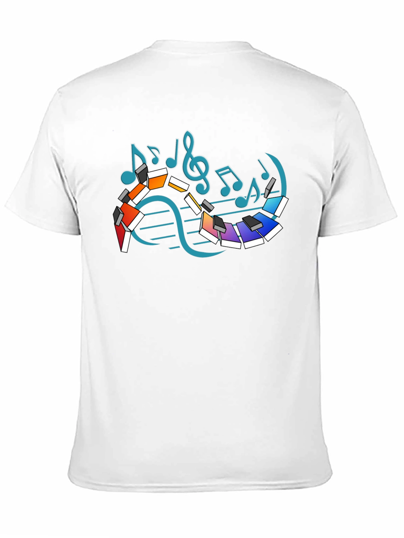 Musical Notes Piano Graphic Print Black T-Shirt