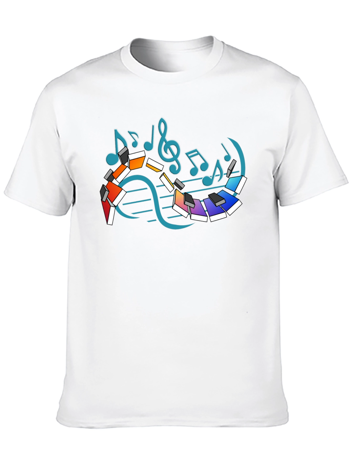 Musical Notes Piano Graphic Print Black T-Shirt