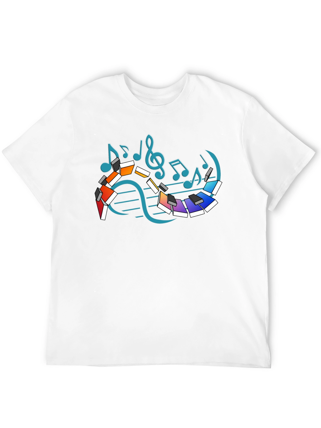Musical Notes Piano Graphic Print Black T-Shirt