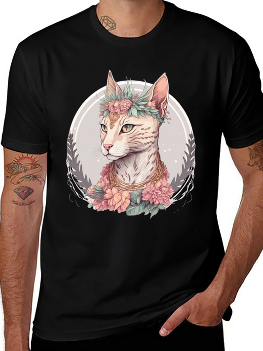 Floral Cat Graphic Tee - Unique & Stylish Design
