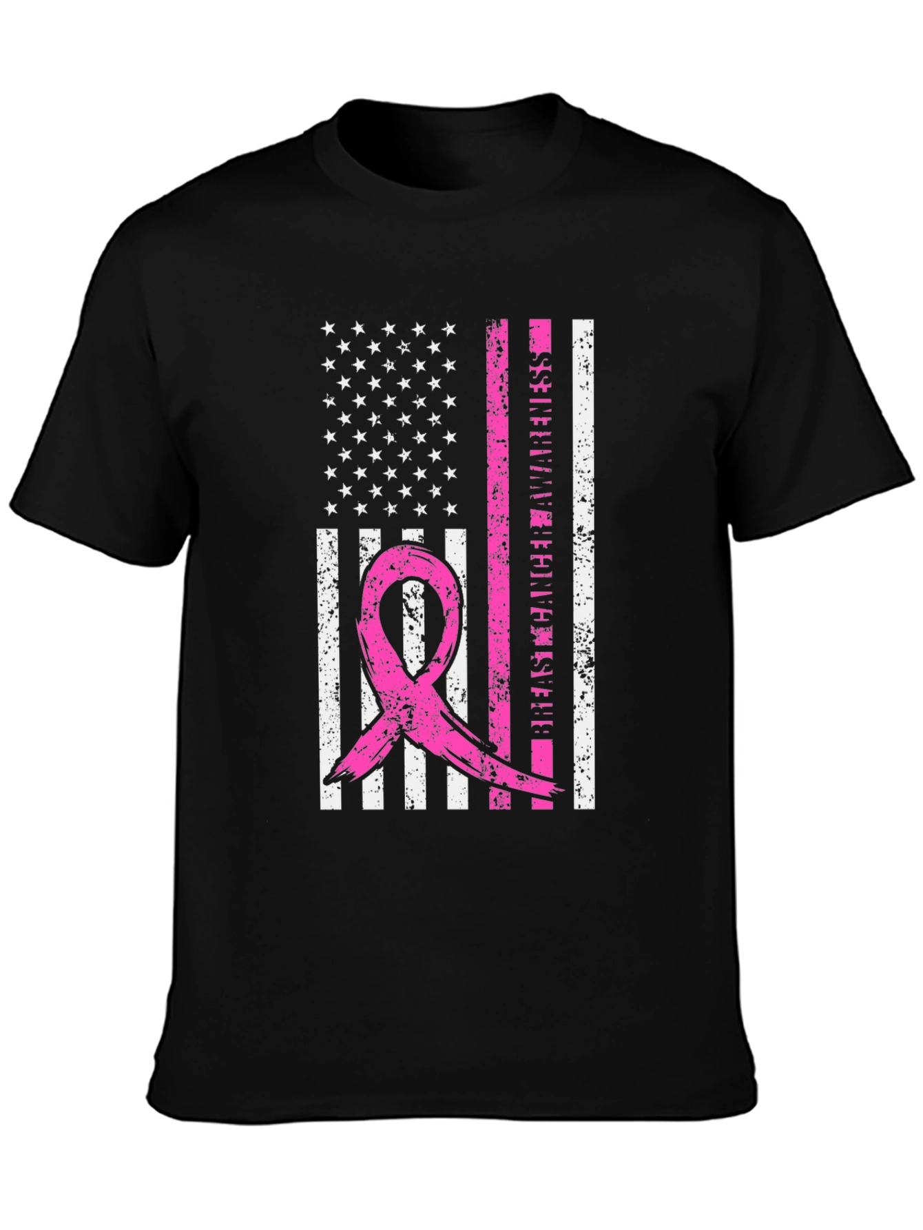 Breast Cancer Awareness American Flag T-Shirt