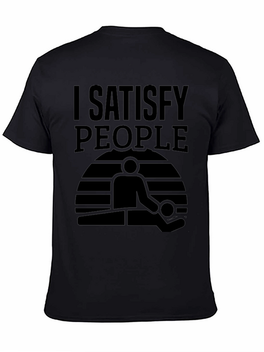 I Satisfy People Massage T-Shirt - Black Graphic Tee