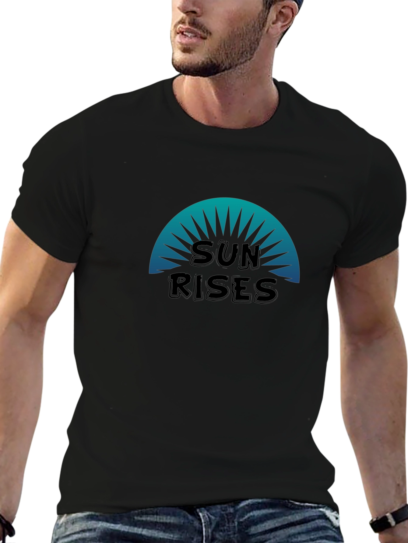 Sun Rises Graphic Tee - Black Cotton T-Shirt