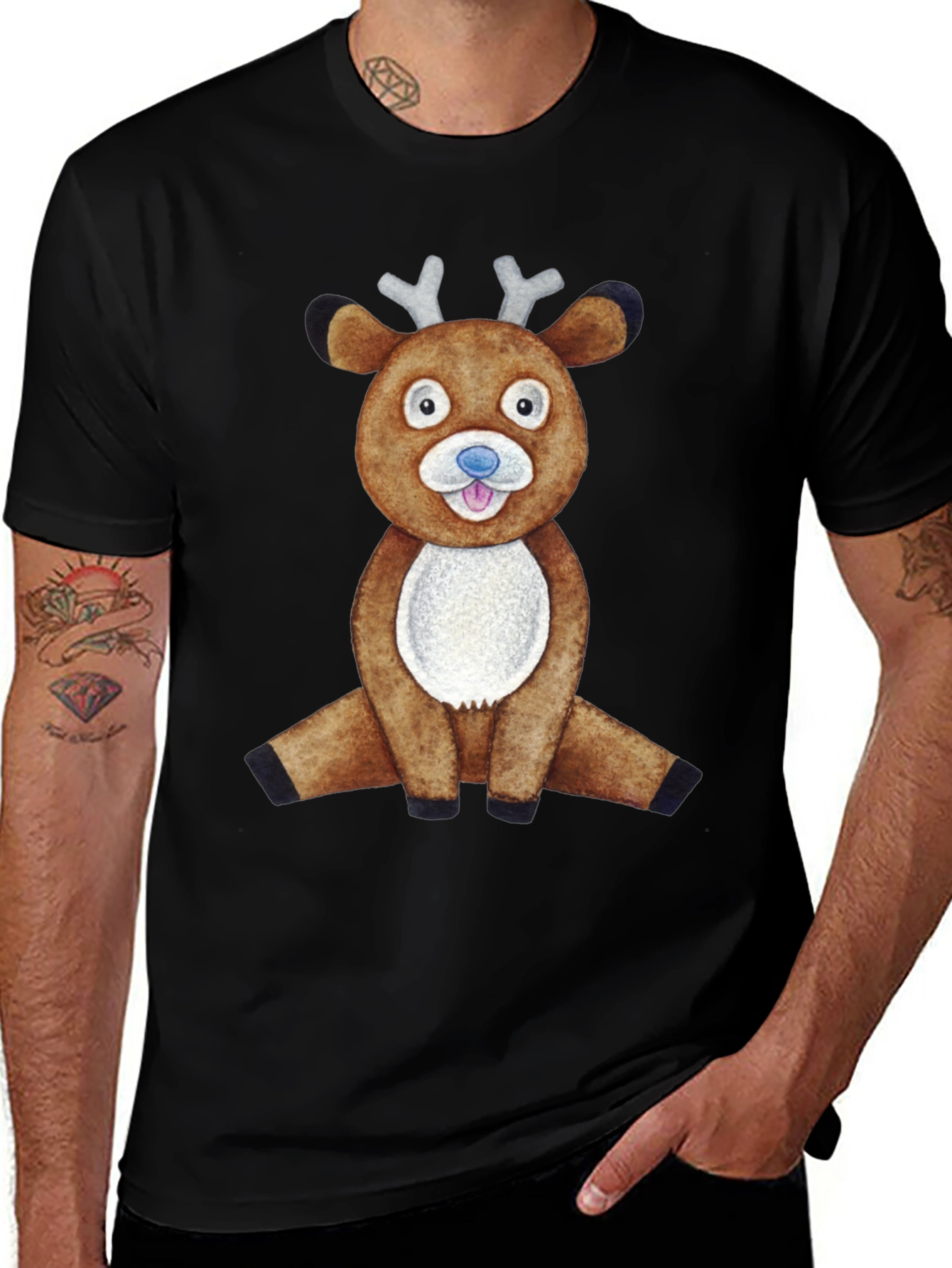 Cute Reindeer Graphic Tee - Fun Holiday Apparel
