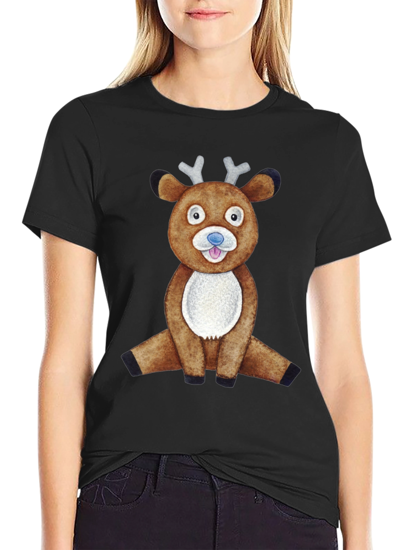 Cute Reindeer Graphic Tee - Fun Holiday Apparel
