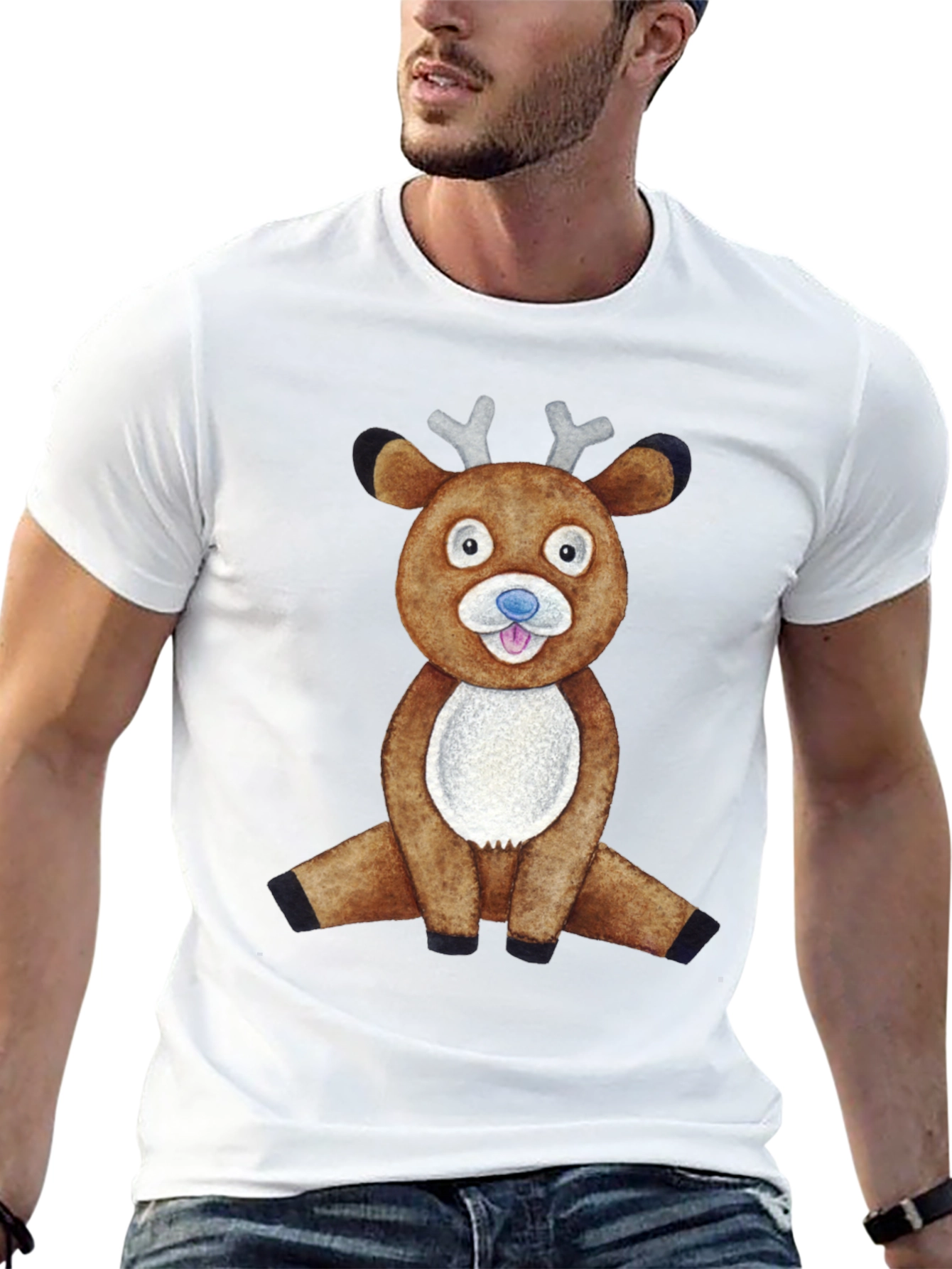 Cute Reindeer Graphic Tee - Fun Holiday Apparel