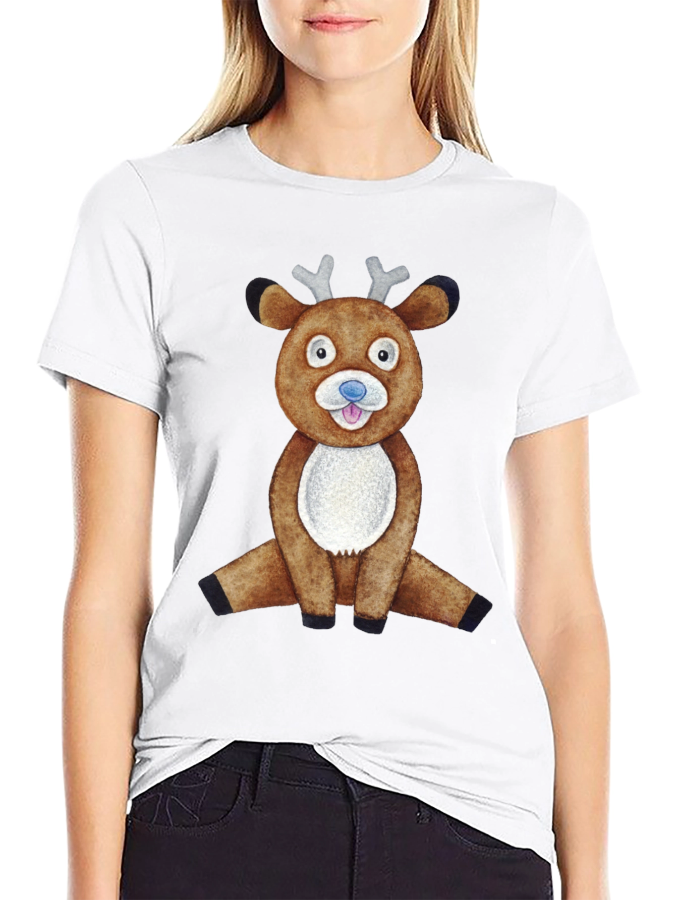 Cute Reindeer Graphic Tee - Fun Holiday Apparel