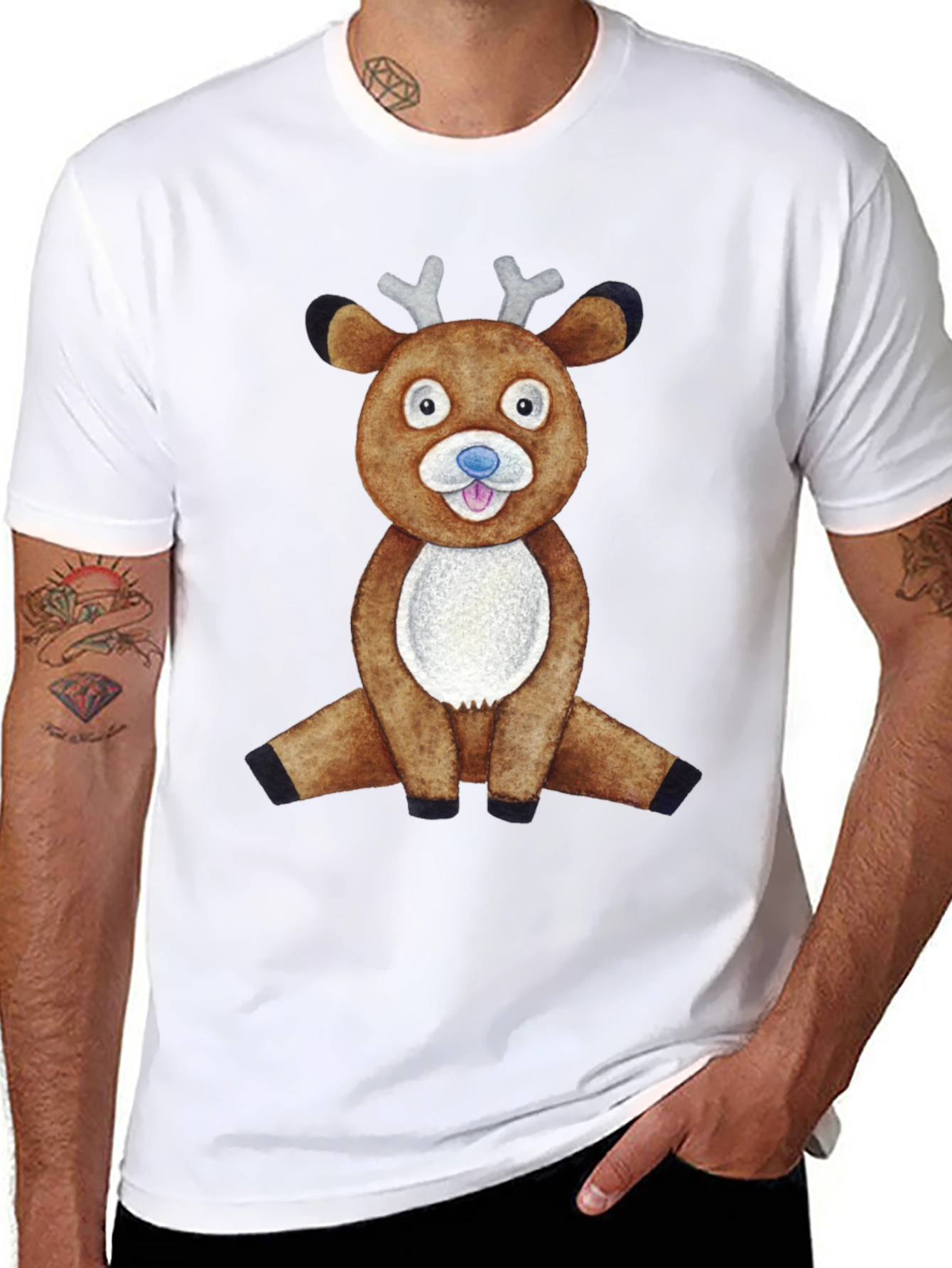 Cute Reindeer Graphic Tee - Fun Holiday Apparel