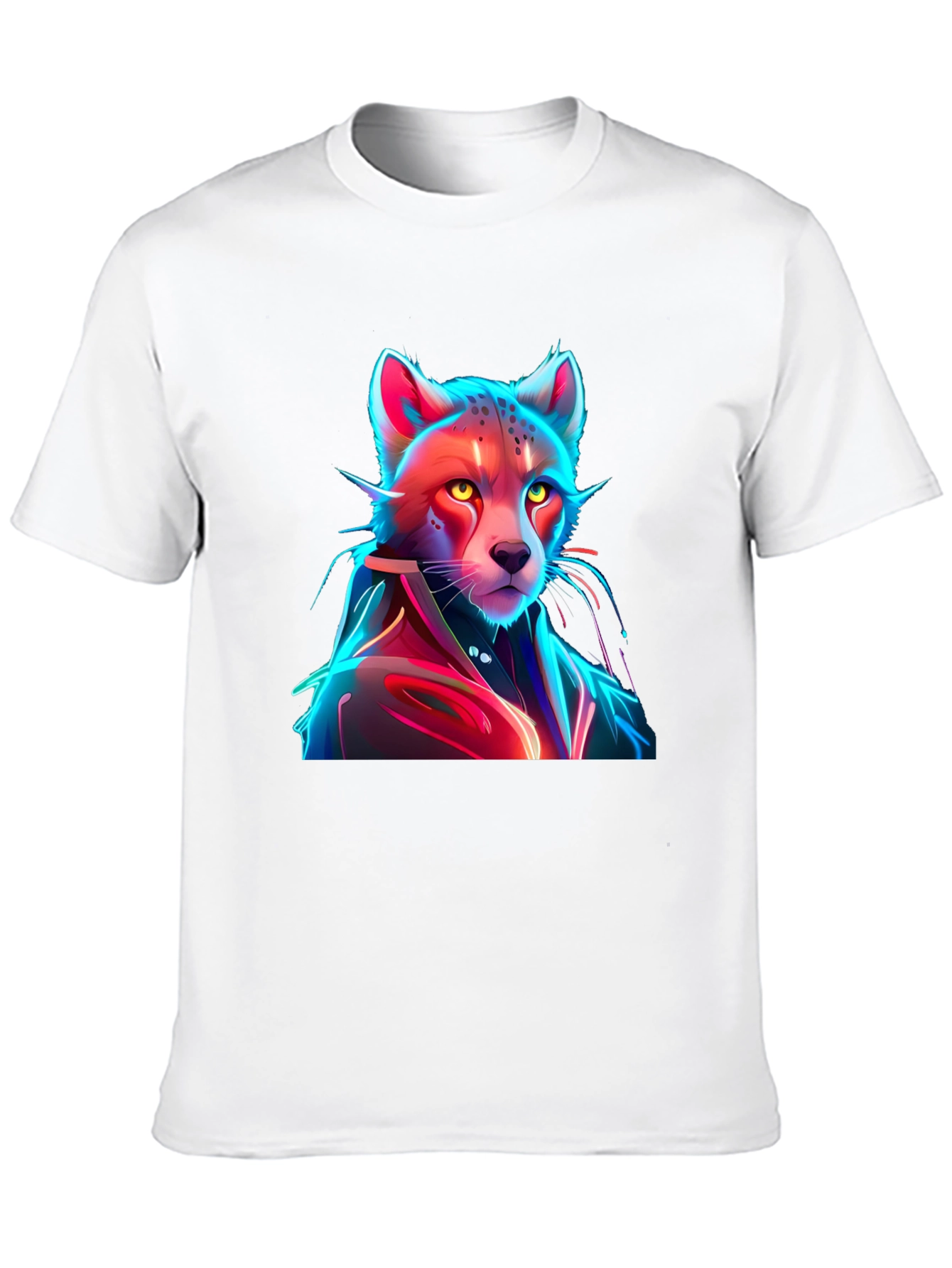 Neon Cyberpunk Cheetah Graphic Tee