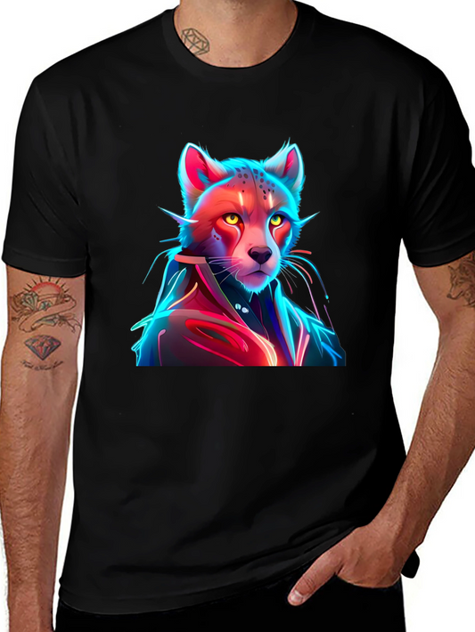 Neon Cyberpunk Cheetah Graphic Tee