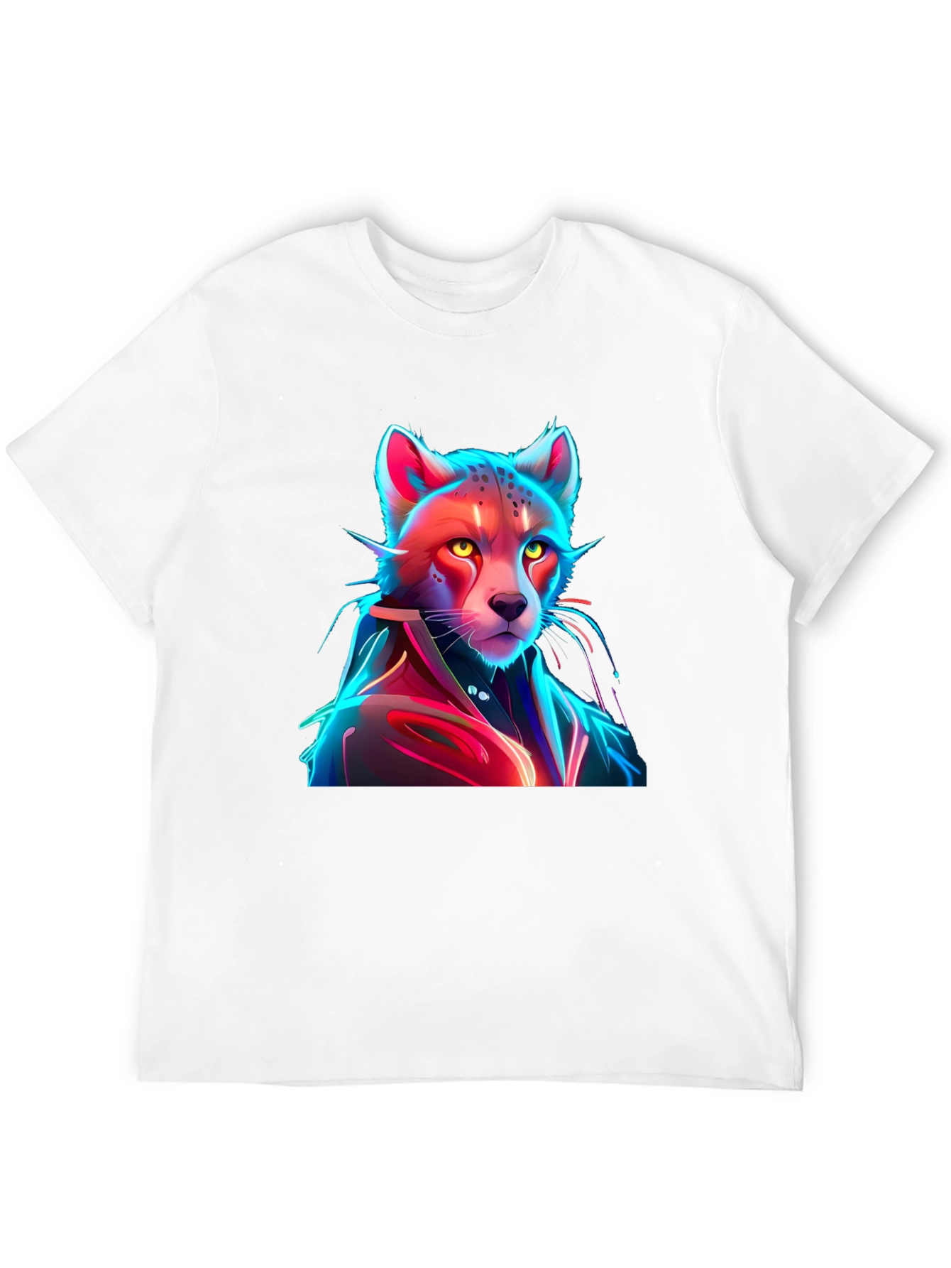 Neon Cyberpunk Cheetah Graphic Tee
