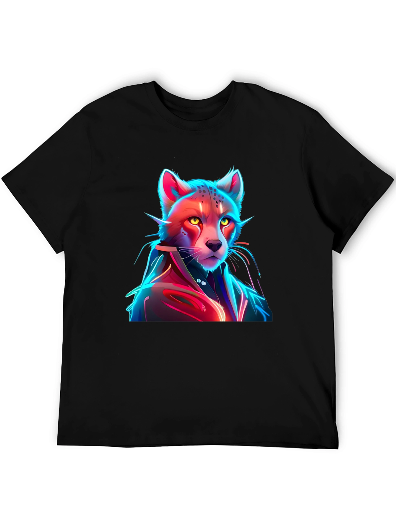 Neon Cyberpunk Cheetah Graphic Tee