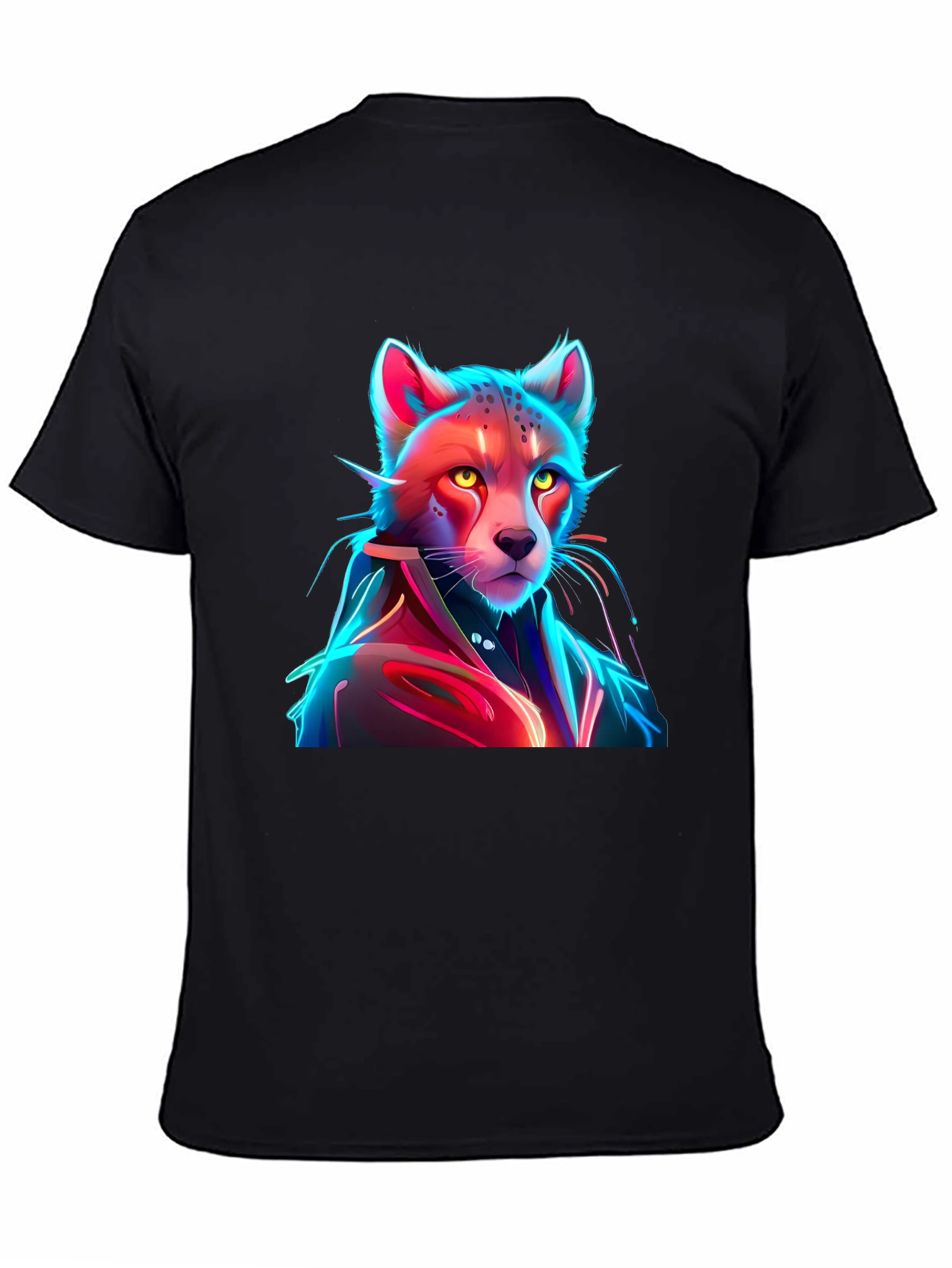 Neon Cyberpunk Cheetah Graphic Tee