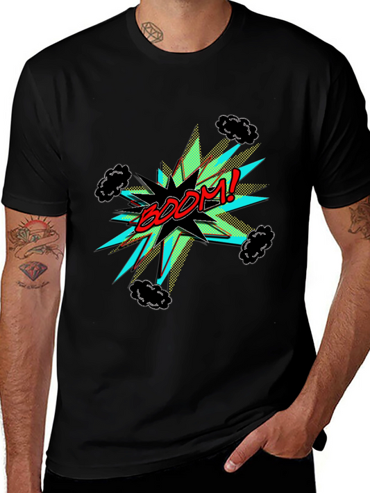 BOOM! Graphic Print Black Tee