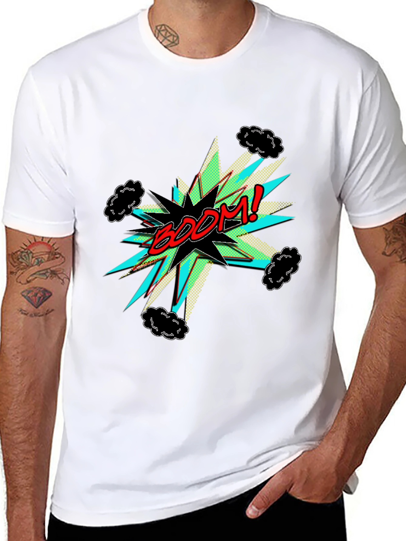 BOOM! Graphic Print Black Tee