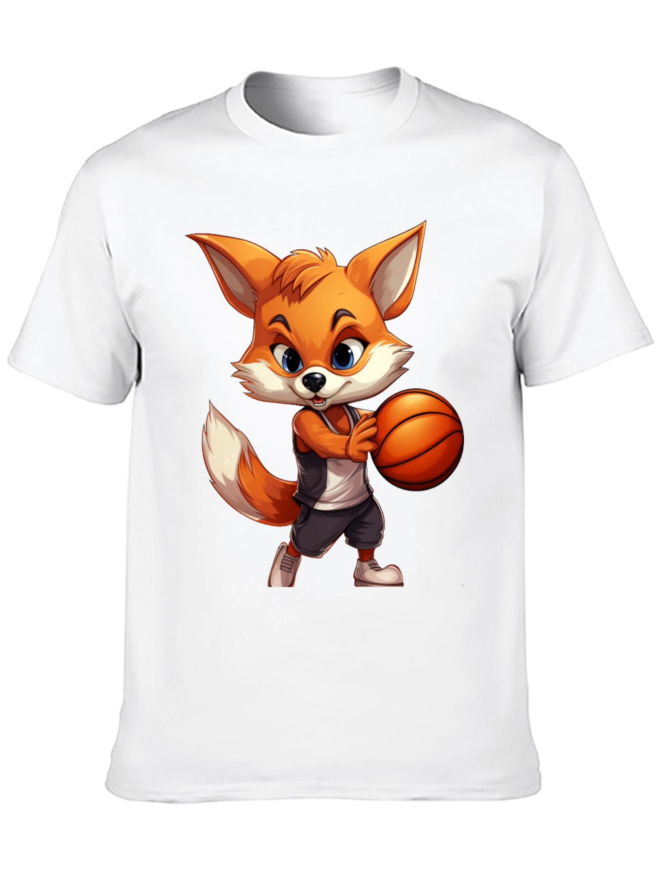 Cartoon Fox Basketball Graphic Tee