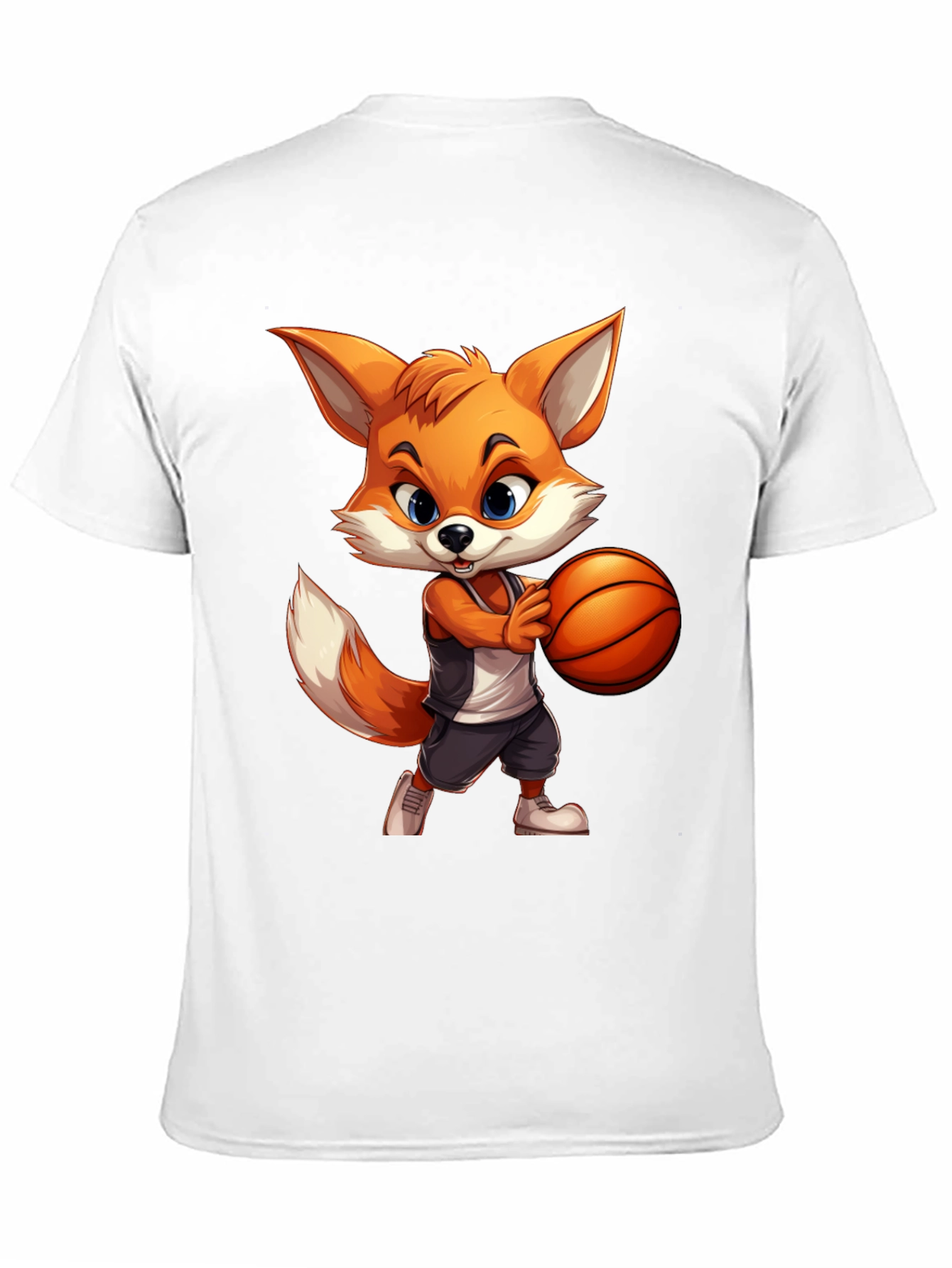 Cartoon Fox Basketball Graphic Tee