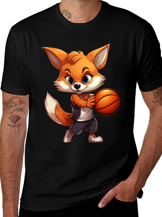 Cartoon Fox Basketball Graphic Tee