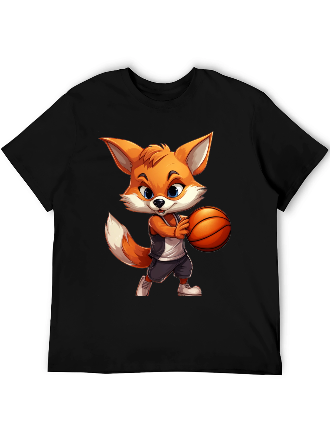 Cartoon Fox Basketball Graphic Tee