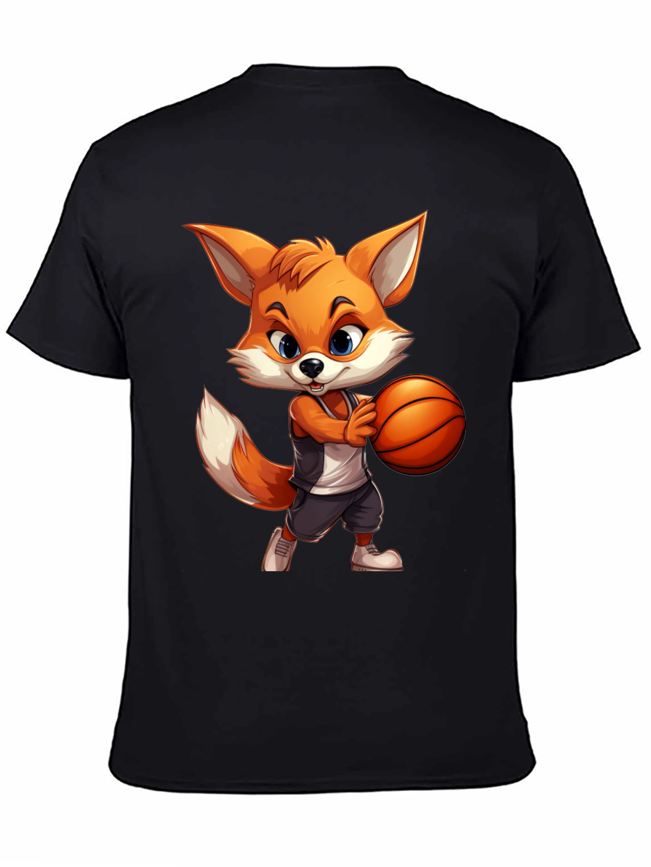 Cartoon Fox Basketball Graphic Tee