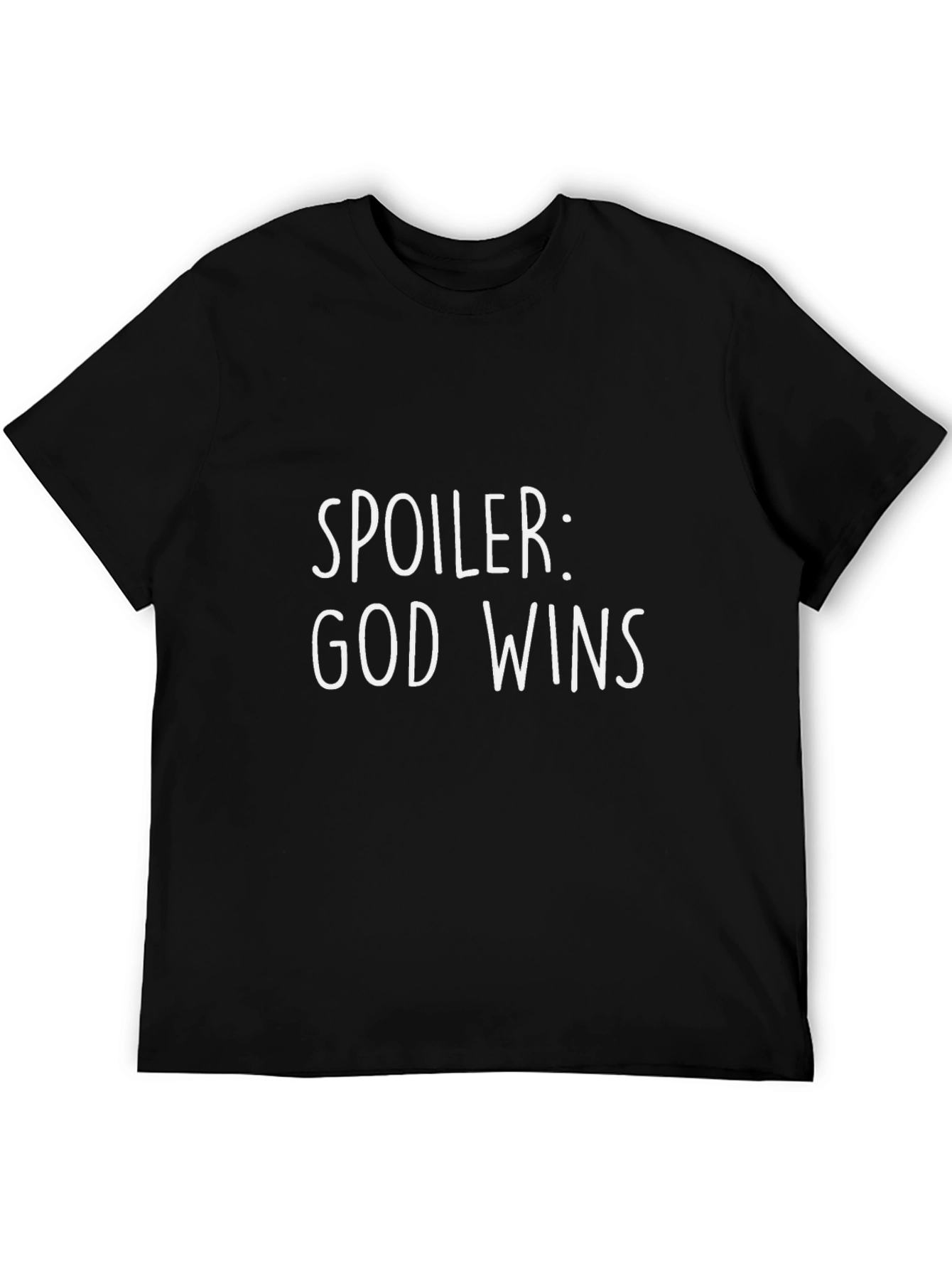 Spoiler God Wins Black Tee Religious Shirt