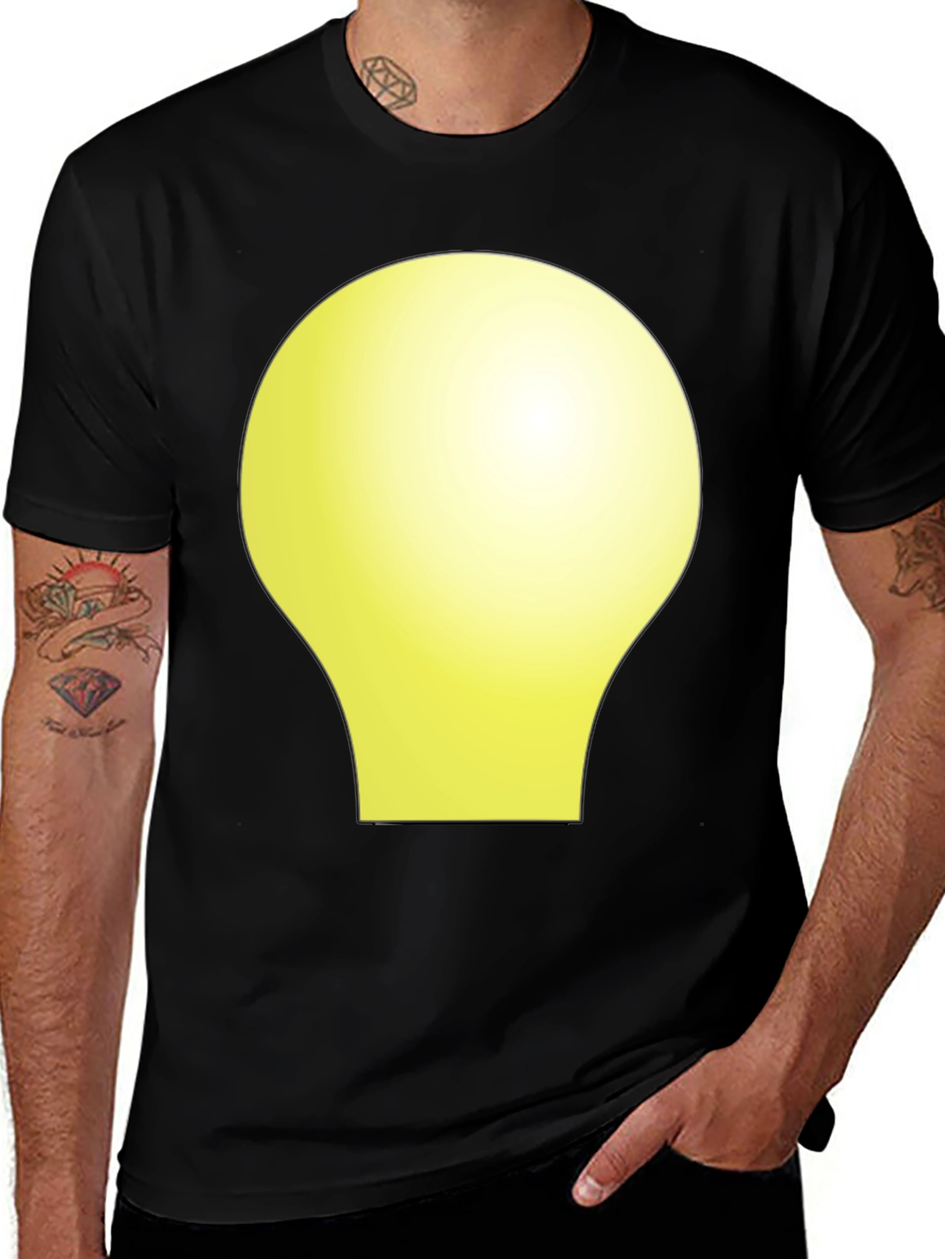 Black Tee with Abstract Yellow Shape