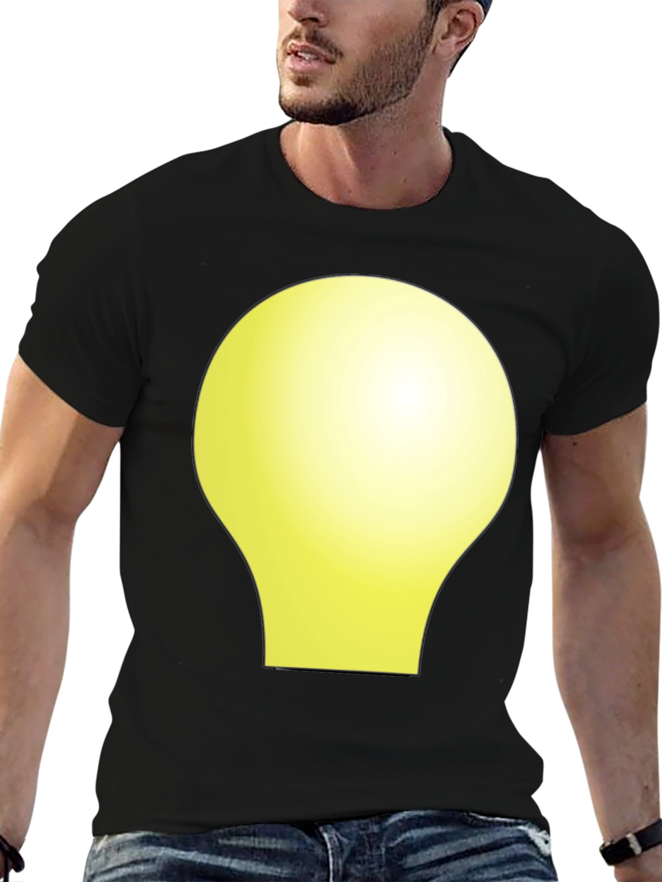 Black Tee with Abstract Yellow Shape