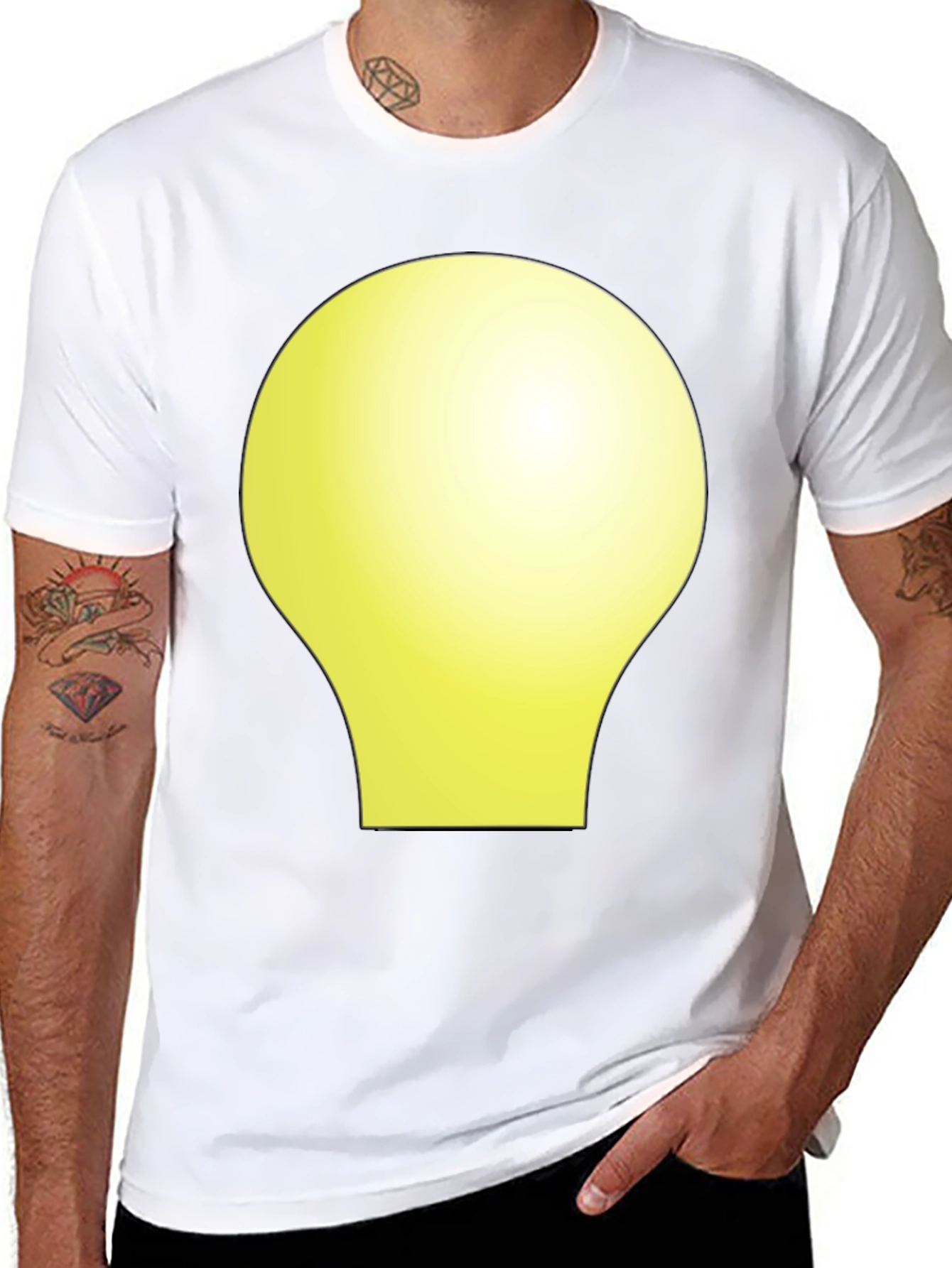Black Tee with Abstract Yellow Shape