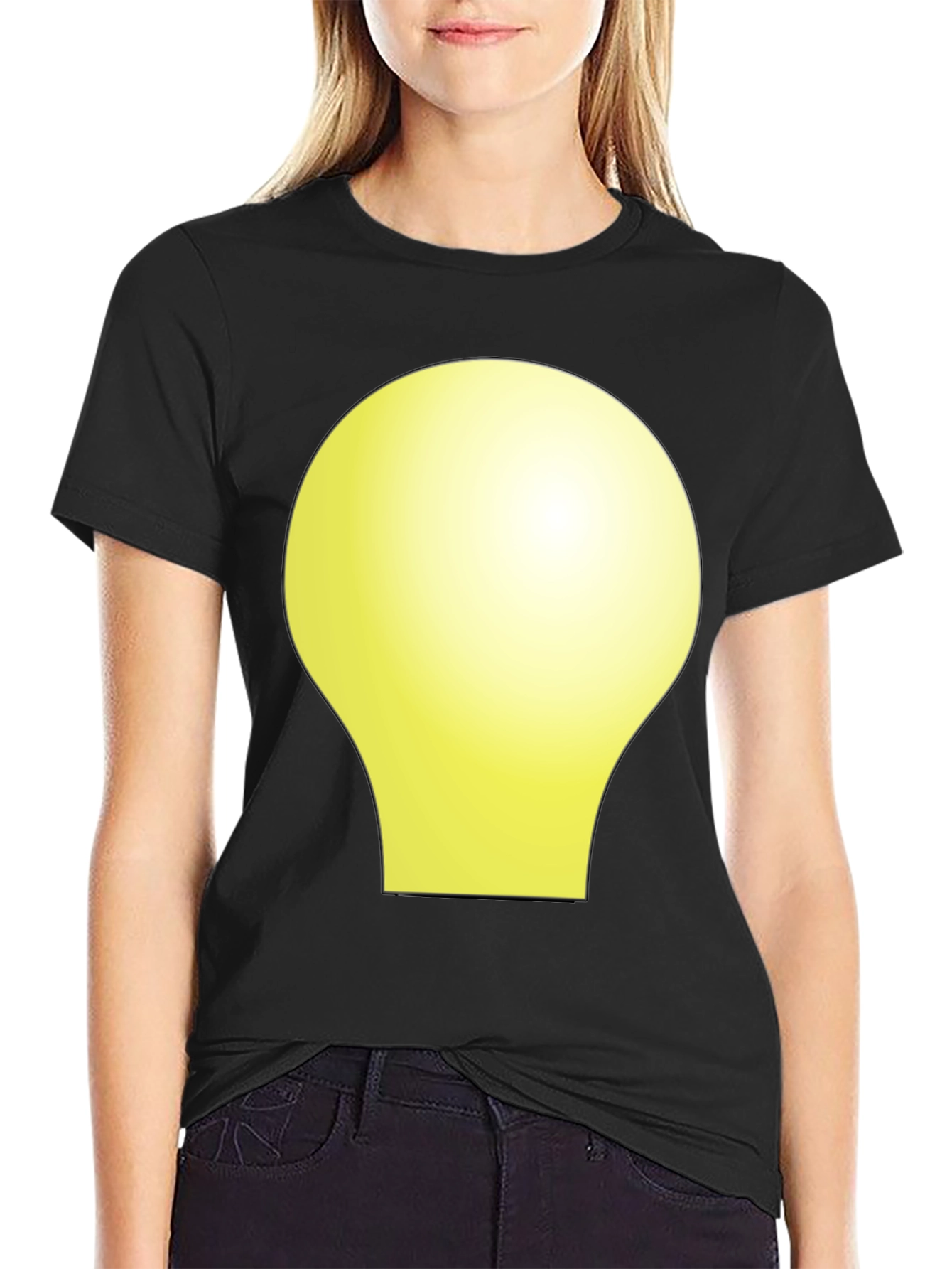 Black Tee with Abstract Yellow Shape