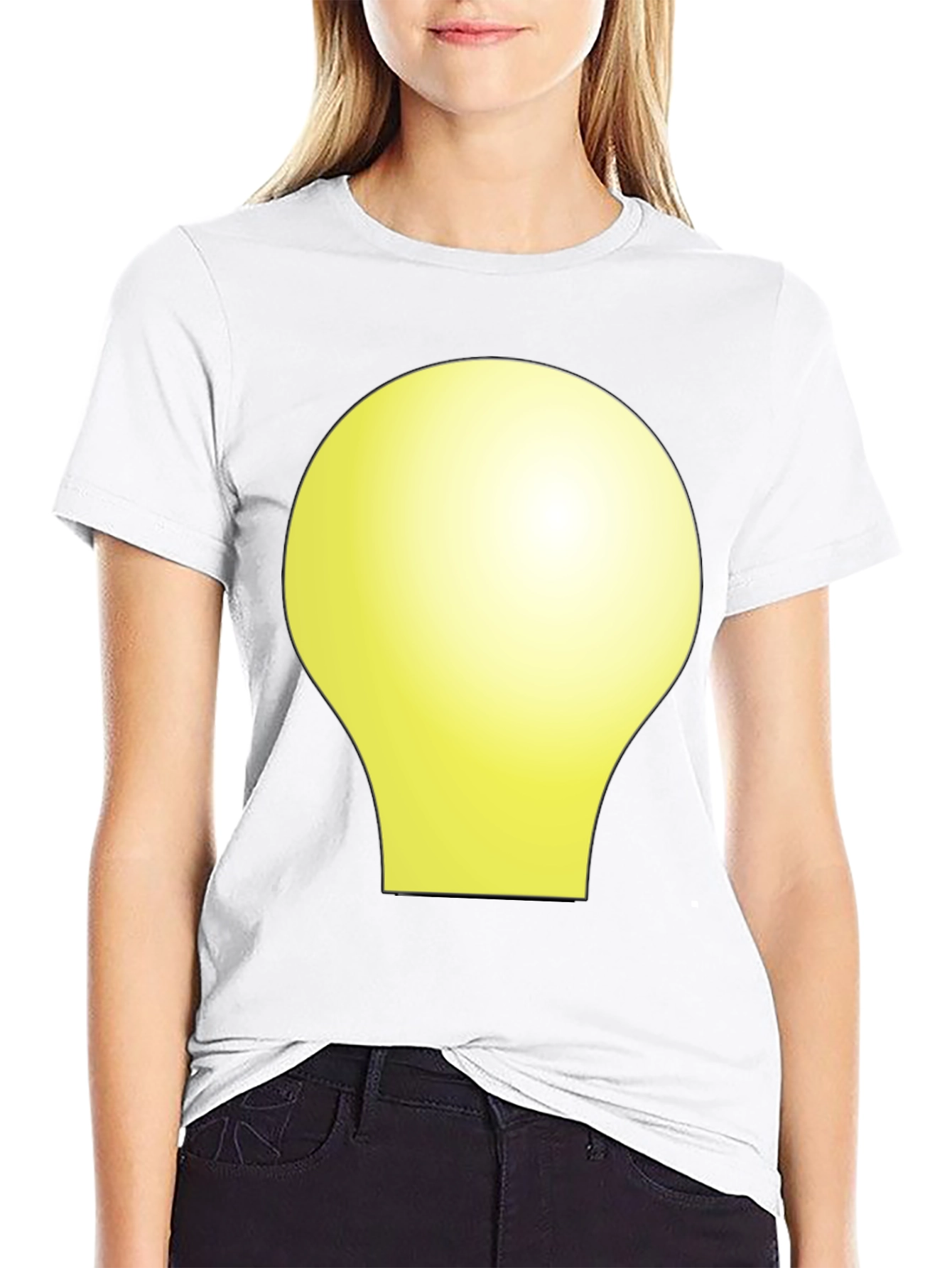 Black Tee with Abstract Yellow Shape