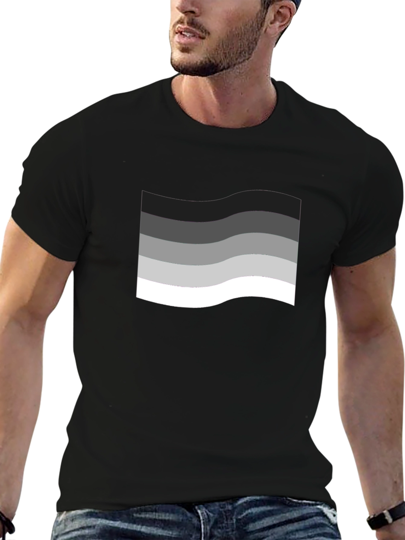 Wavy Gradient Graphic Black T-Shirt