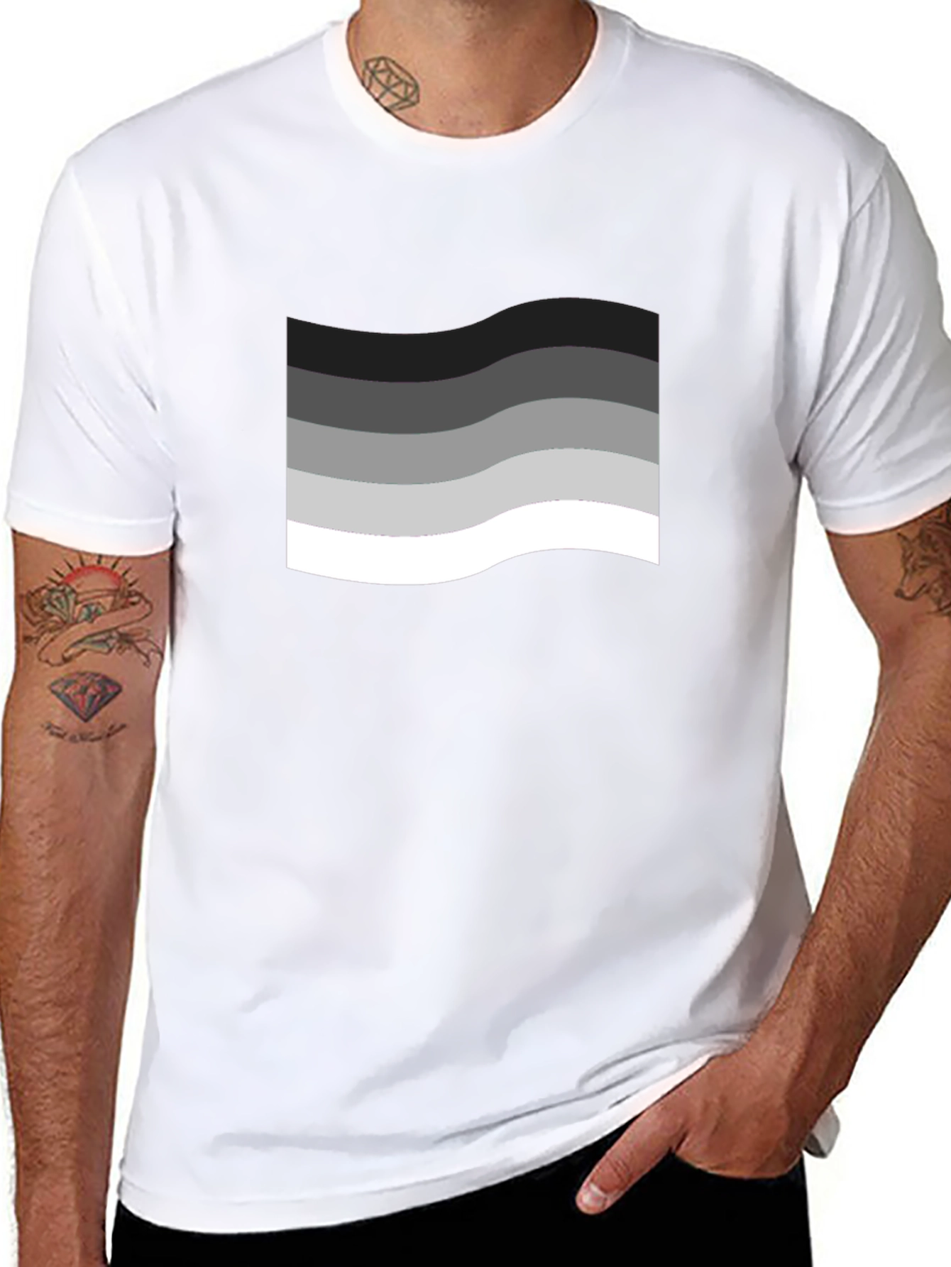 Wavy Gradient Graphic Black T-Shirt