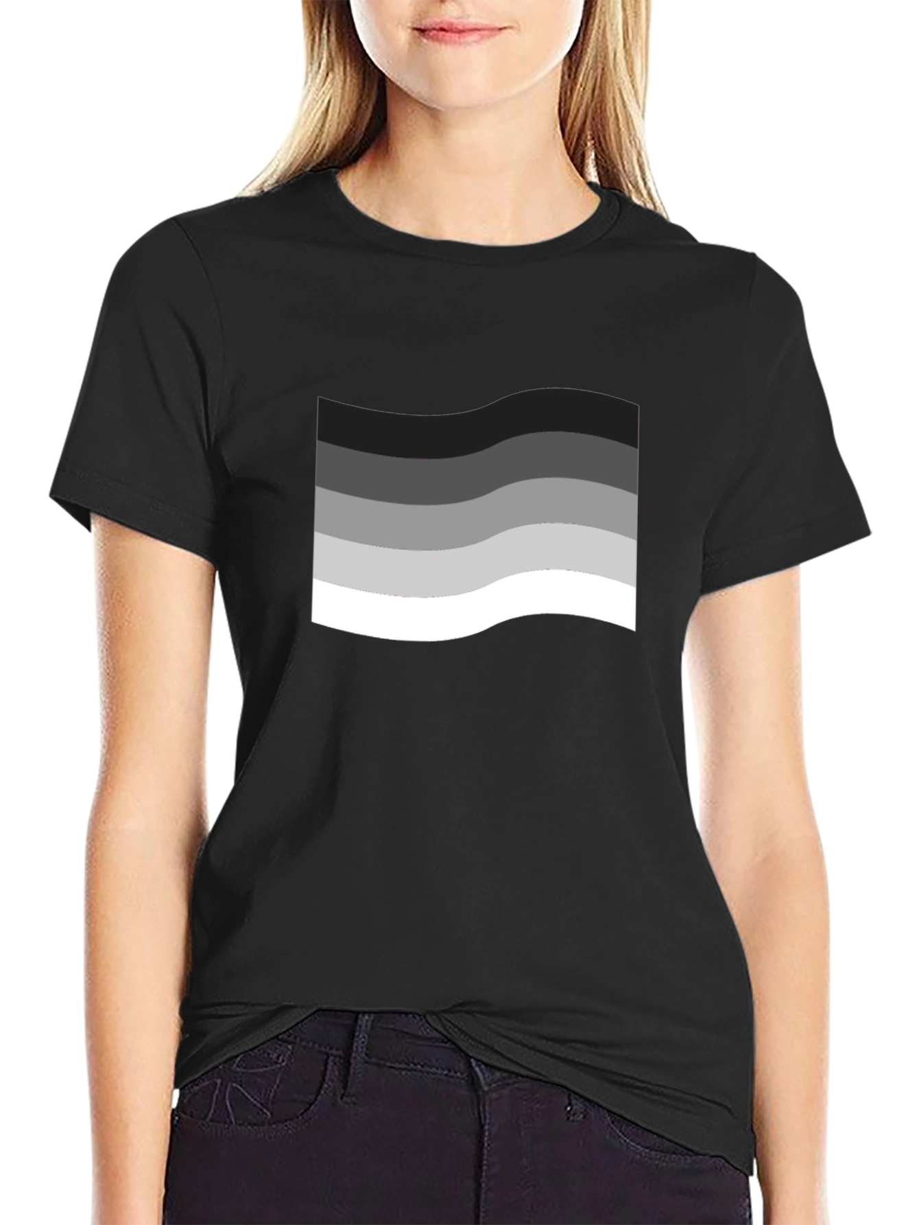 Wavy Gradient Graphic Black T-Shirt