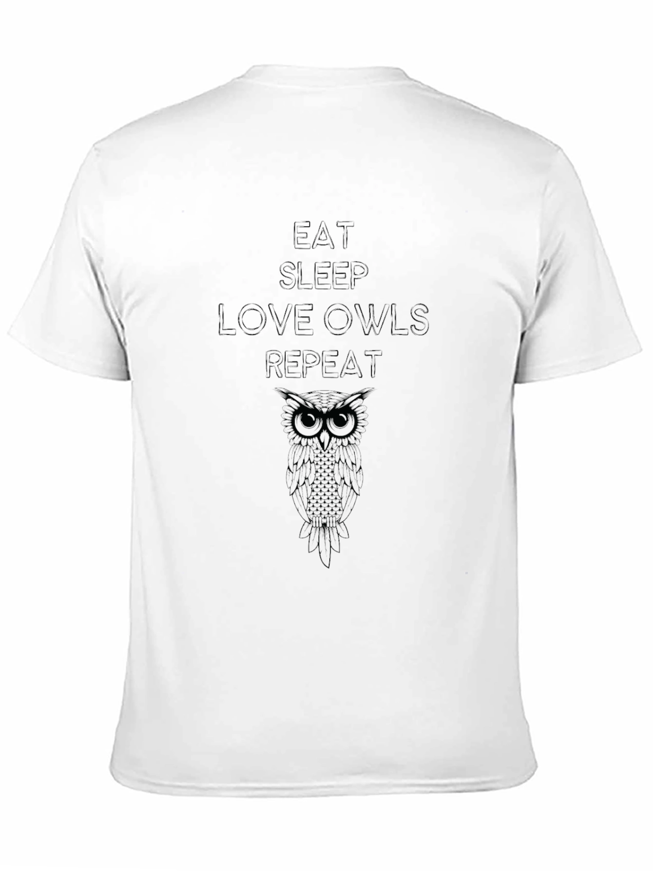 Eat Sleep Love Owls Repeat Black T-Shirt
