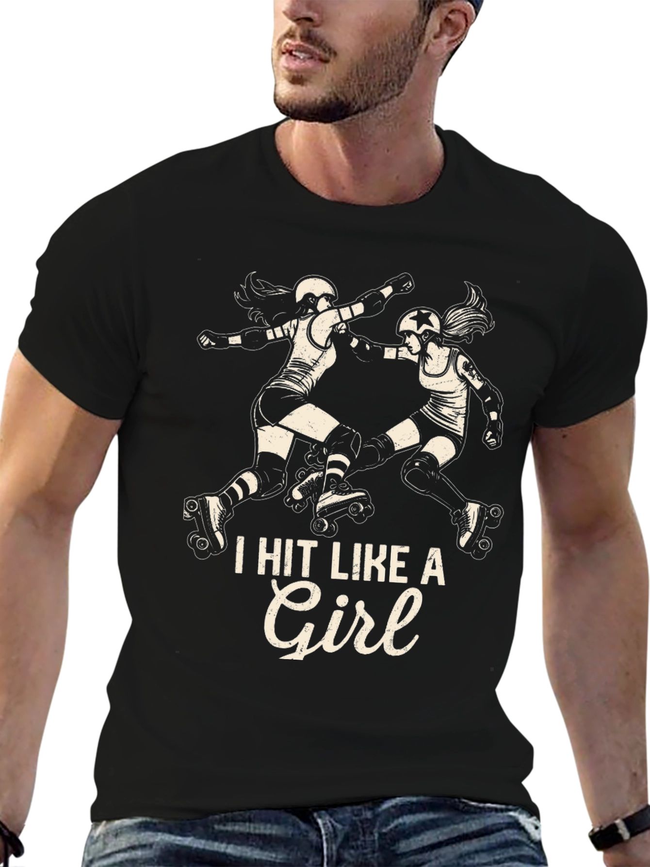 I Hit Like A Girl Roller Derby Graphic Tee