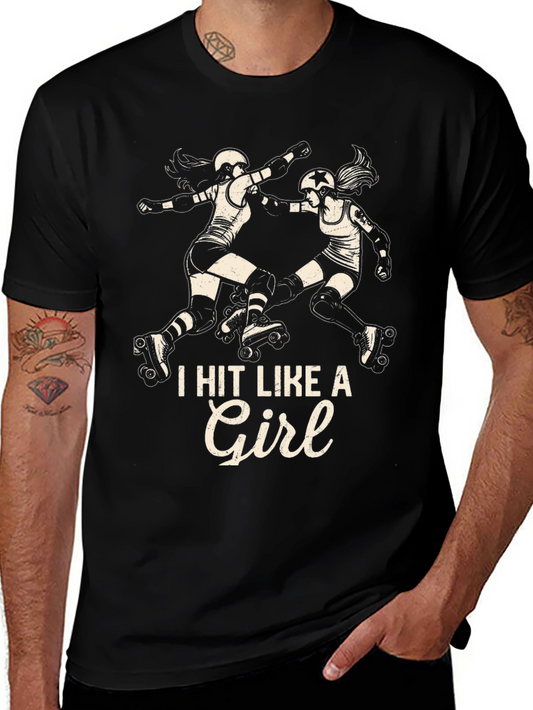 I Hit Like A Girl Roller Derby Graphic Tee