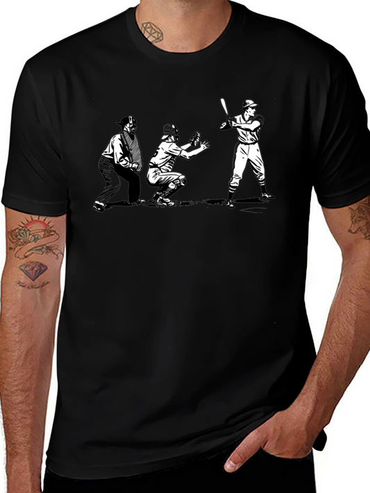 Vintage Baseball T-Shirt: Batter Catcher Umpire Design