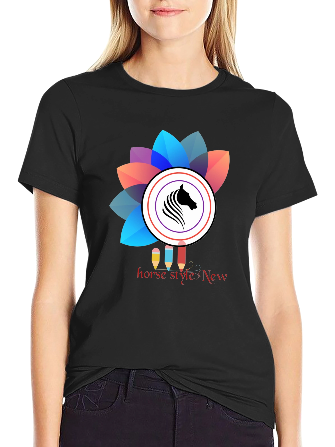 Horse Style Graphic Tee - Black Unisex T-Shirt