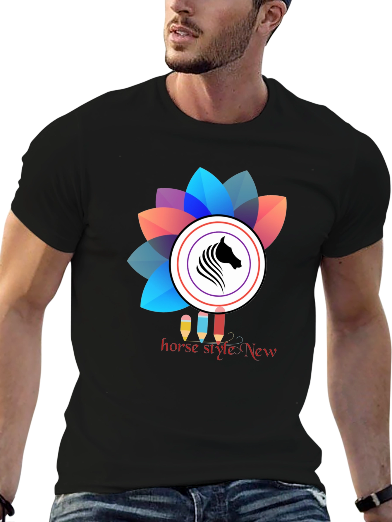 Horse Style Graphic Tee - Black Unisex T-Shirt