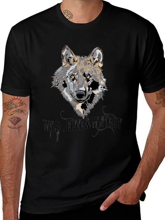 Wild Wolf Graphic Print Black T-Shirt