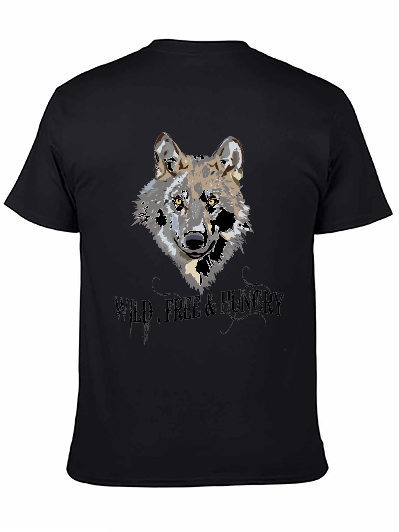 Wild Wolf Graphic Print Black T-Shirt